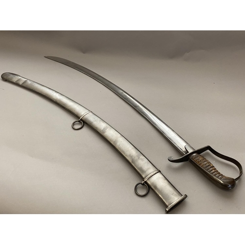 584 - A 1796 PATTERN CAVALRY TROOPERS SWORD AND SCABBARD. With an 83cm sabre type blade with sharpened edg... 