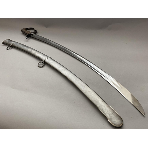 584 - A 1796 PATTERN CAVALRY TROOPERS SWORD AND SCABBARD. With an 83cm sabre type blade with sharpened edg... 