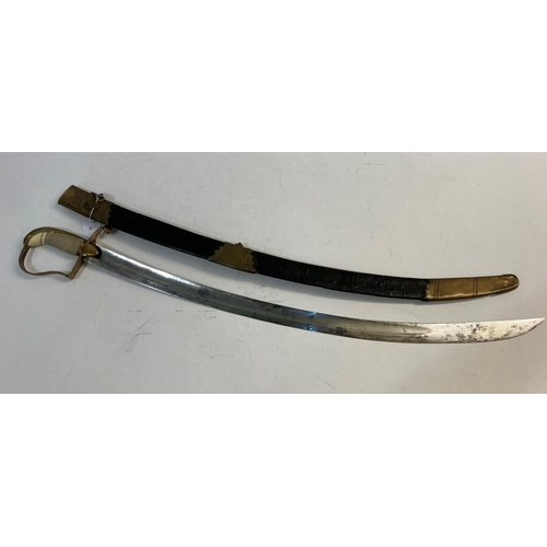 586 - A 1796 PATTERN CAVALRY OFFICERS SWORD AND SCABBARD. With an 83cm curved and fullered blade, with a f... 