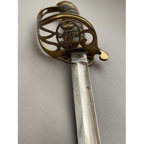 588 - AN 1822/1845 PATTERN INFANTRY OFFICERS SWORD BY MILLAN AND SON. With an 82cm slightly curved fullere... 