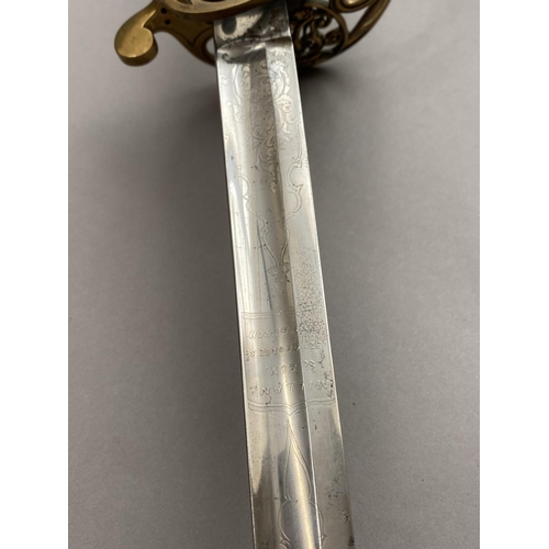 588 - AN 1822/1845 PATTERN INFANTRY OFFICERS SWORD BY MILLAN AND SON. With an 82cm slightly curved fullere... 