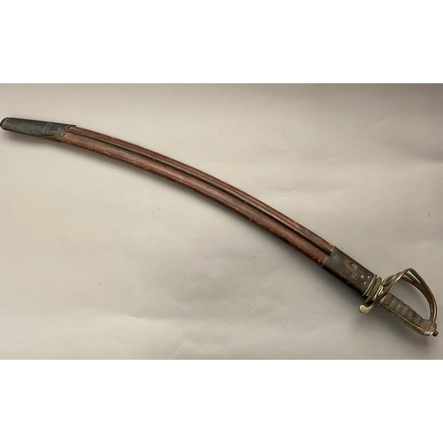 589 - A MOUNTAIN ARTILLERY OFFICERS SWORD AND MARK II SCABBARD. With a 78cm sabre type curved, pointed and... 