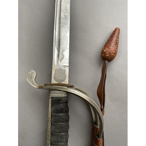 592 - A GEORGE V SWORD AND SCABBARD, POSSIBLY ROYAL ARTILLERY OFFICERS. With an 89cm straight pointed and ... 