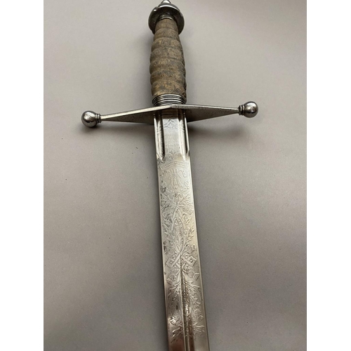 596 - A LATE VICTORIAN SEAFORTH HIGHLANDERS CROSS-HILTED BROADSWORD AND SCABBARD. With an 84cm tapering po... 