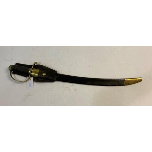 597 - A MID 19TH CENTURY POLICE OR CUSTOMS OFFICERS SWORD. With an unmarked 59cm Cutlass form blade with d... 