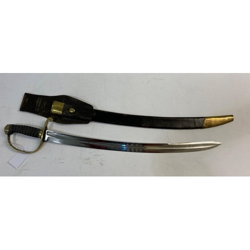 597 - A MID 19TH CENTURY POLICE OR CUSTOMS OFFICERS SWORD. With an unmarked 59cm Cutlass form blade with d... 