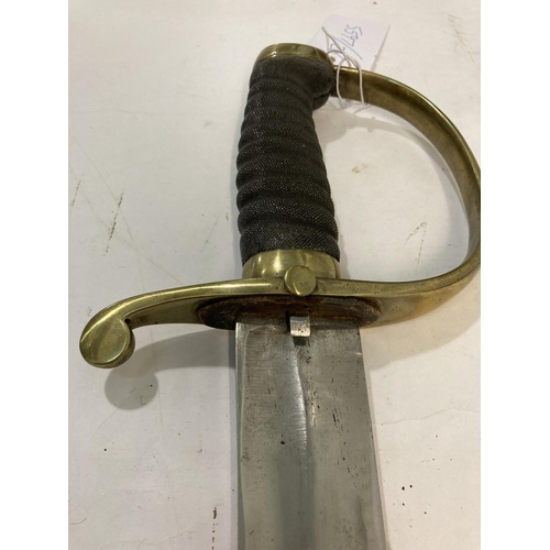 597 - A MID 19TH CENTURY POLICE OR CUSTOMS OFFICERS SWORD. With an unmarked 59cm Cutlass form blade with d... 