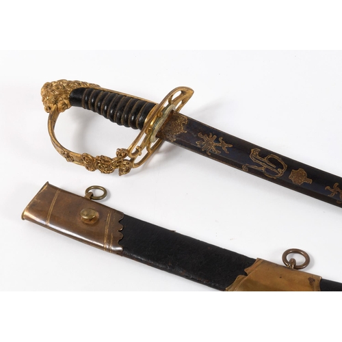 604 - AN 1803 REGULATION LIGHT COMPANY INFANTRY SABRE AND SCABBARD. With an 82cm curved partially fullered... 