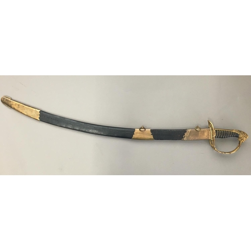 604 - AN 1803 REGULATION LIGHT COMPANY INFANTRY SABRE AND SCABBARD. With an 82cm curved partially fullered... 