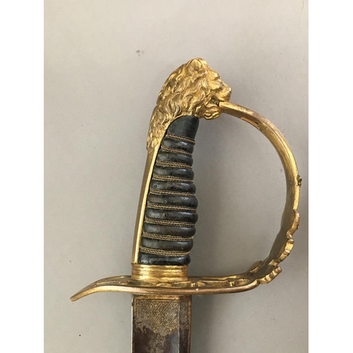 604 - AN 1803 REGULATION LIGHT COMPANY INFANTRY SABRE AND SCABBARD. With an 82cm curved partially fullered... 