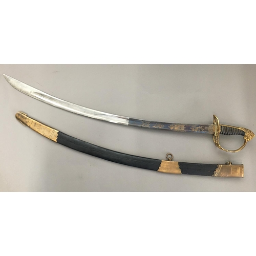 604 - AN 1803 REGULATION LIGHT COMPANY INFANTRY SABRE AND SCABBARD. With an 82cm curved partially fullered... 