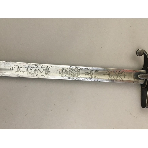 605 - A 1786 PATTERN INFANTRY OFFICER'S SPADROON AND SCABBARD. With an 82cm pointed fullered blade engrave... 