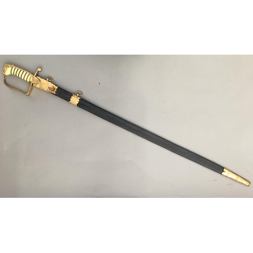 609 - AN 1805 PATTERN NAVAL OFFICERS SPADROON, RANK OF COMMANDER AND ABOVE. With an 83cm straight pointed ... 