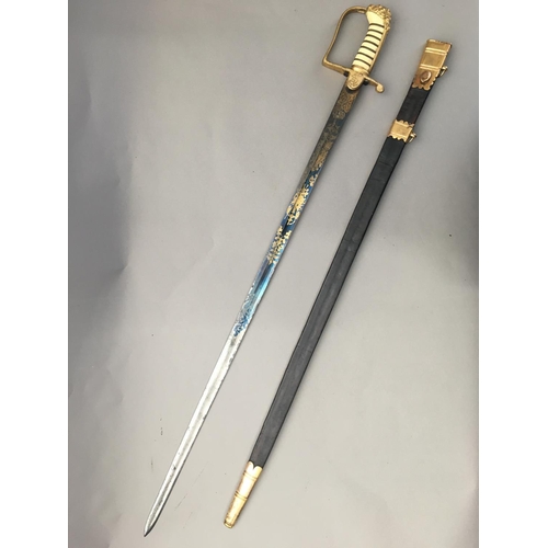 609 - AN 1805 PATTERN NAVAL OFFICERS SPADROON, RANK OF COMMANDER AND ABOVE. With an 83cm straight pointed ... 