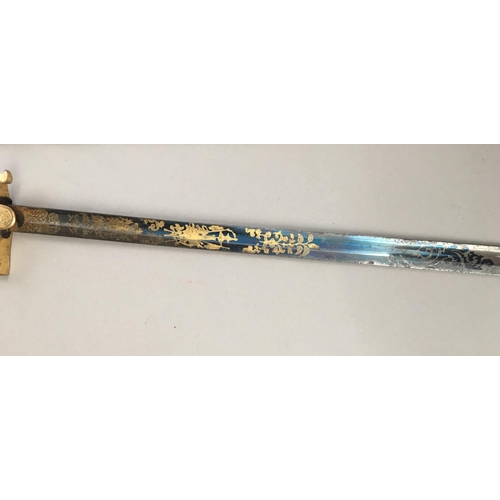 609 - AN 1805 PATTERN NAVAL OFFICERS SPADROON, RANK OF COMMANDER AND ABOVE. With an 83cm straight pointed ... 