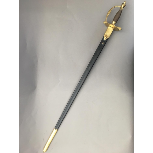 612 - A RARE ROYAL ARTILLERY OFFICER'S SPADROON. With an 80cm straight, undecorated and fullered blade wit... 