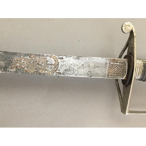 614 - AN EARLY INFANTRY OFFICERS SPADROON. With a 81cm straight wingle sided blade with pointed tip and ge... 