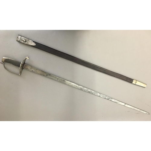 614 - AN EARLY INFANTRY OFFICERS SPADROON. With a 81cm straight wingle sided blade with pointed tip and ge... 