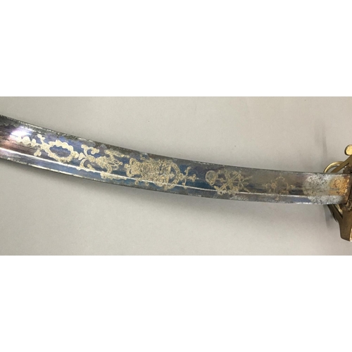 615 - AN UNUSUAL VARIANT 1803 LIGHT COMPANY SABRE. With a broad 75cm curved single sided blade with shallo... 