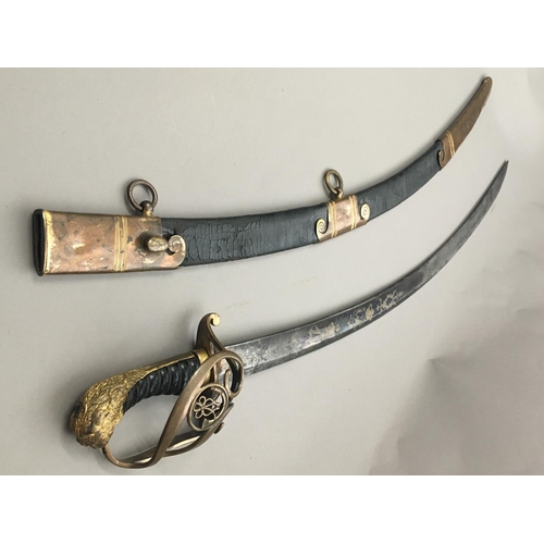 615 - AN UNUSUAL VARIANT 1803 LIGHT COMPANY SABRE. With a broad 75cm curved single sided blade with shallo... 