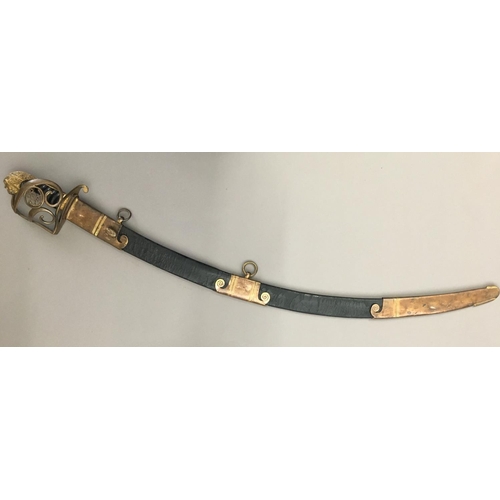 615 - AN UNUSUAL VARIANT 1803 LIGHT COMPANY SABRE. With a broad 75cm curved single sided blade with shallo... 