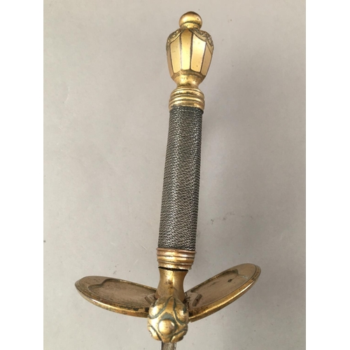 616 - A 1796 PATTERN INFANTRY OFFICERS SPADROON AND SCABBARD. With an 82cm tapering pointed and gently ful... 