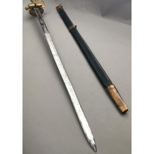 616 - A 1796 PATTERN INFANTRY OFFICERS SPADROON AND SCABBARD. With an 82cm tapering pointed and gently ful... 