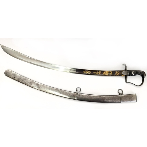 618 - AN OFFICER'S 1796 LIGHT CAVALRY SABRE. With an 83.5cm curved, fullered, broad blade with gilt decora... 