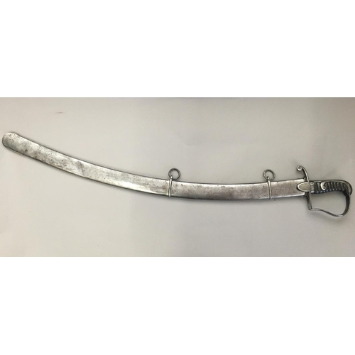 618 - AN OFFICER'S 1796 LIGHT CAVALRY SABRE. With an 83.5cm curved, fullered, broad blade with gilt decora... 