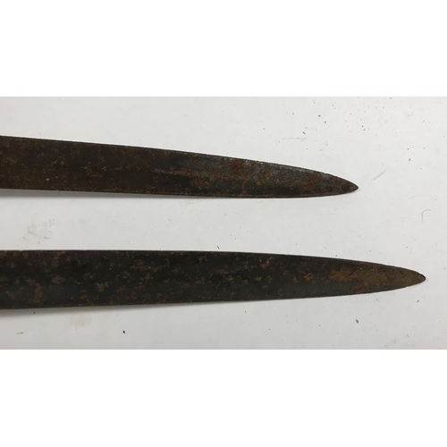 622 - TWO SIMILAR 1821/2 PATTERN CAVALRY OFFICER'S SWORDS. The first with an 88cm partially fullered point... 