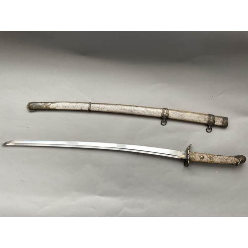 649 - A JAPANESE DIPLOMATIC SWORD, PRESENTATION TATCHI. With a 73cm blade, the Tang reads: Hasebe Kunishig... 