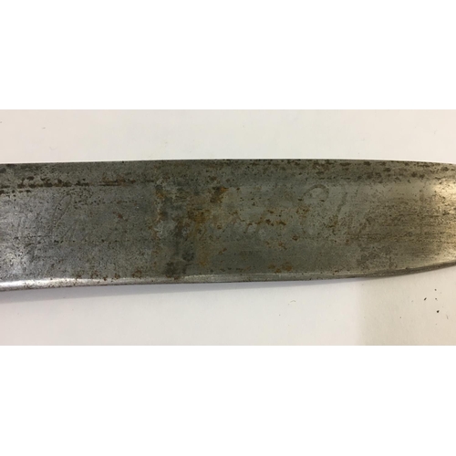 664 - A SECOND WORLD WAR HITLER YOUTH KNIFE AND SCABBARD. With a 13.5cm sharpened pointed blade with motto... 