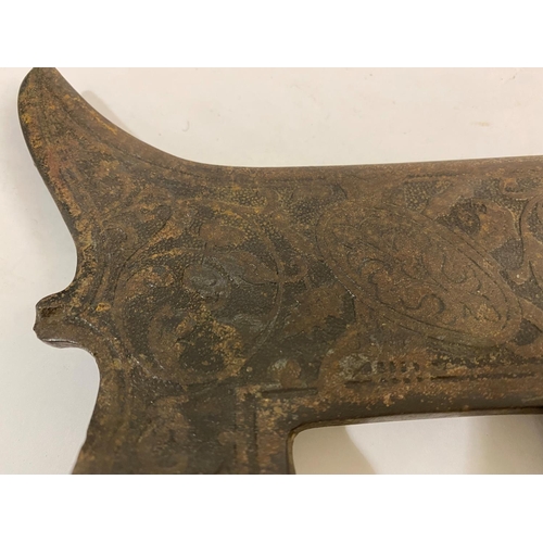 673 - A FINELY DECORATED REPRODUCTION VOULGE TYPE PIKE. A pointed axe type pole arm with a broad shaped bl... 