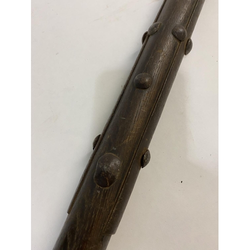 673 - A FINELY DECORATED REPRODUCTION VOULGE TYPE PIKE. A pointed axe type pole arm with a broad shaped bl... 