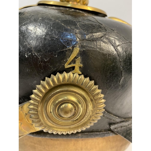 757 - A 19TH CENTURY SWEDISH INFANTRY OFFICERS PICKELHAUBE. A lacquered black leather Swedish Infantry Off... 