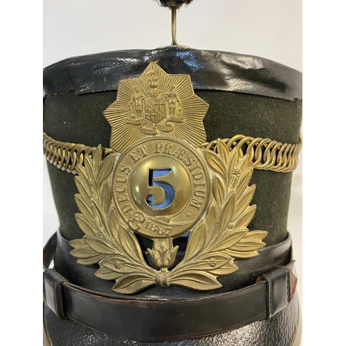 766 - A LATE 19TH CENTURY AMERICAN MARYLAND 175TH INFANTRY REGIMENT SHAKO. With a broad flat top with tape... 