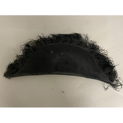 772 - A FOLDING BLACK SILK AND BRAID ROYAL NAVY STYLE BICORN HAT. The folding hat with an elaborate black ... 