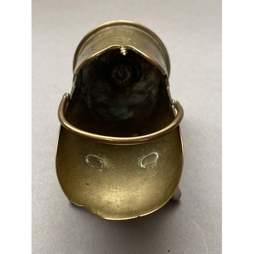 785 - A BOER WAR TRENCH ART SCUTTLE. A small scuttle formed from a brass shell, 4.2cm wide at the base, th... 