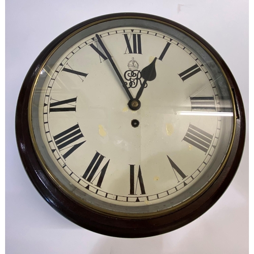 800 - A PRE-SECOND WORLD WAR DIAL CLOCK. The 19cm cream painted dial with Roman numerals and GRV beneath a... 