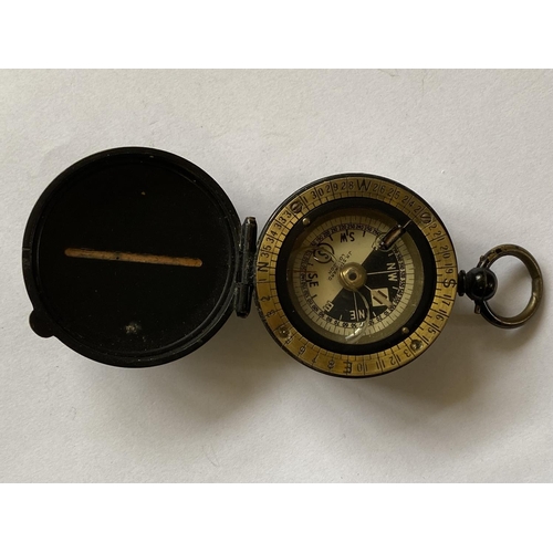 808 - A CAVALRY SCHOOL COMPASS. In the military blackened brass style, maker J H Steward London. 50mm x 25... 