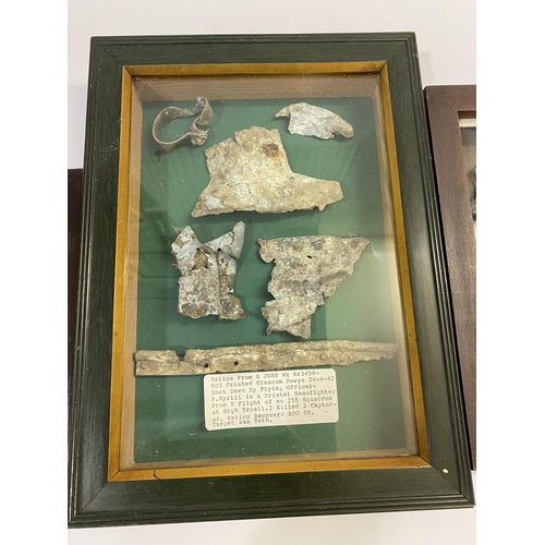 822A - JU88 CRASH FRAGMENTS. A selection of fragments from a crashed Junkers JU 88. with attached label 'Re... 