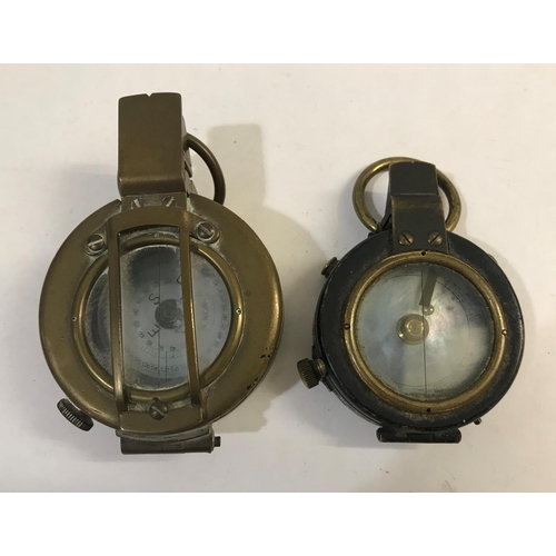 822 - A FIRST WORLD WAR AND A SIMILAR SECOND WORLD WAR COMPASS. A Great War pocket compass engraved to the... 