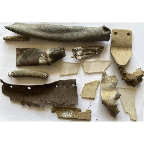 823 - WELLINGTON BOMBER CRASH FRAGMENTS. A selection of parts believed to be excavated fragments of a Well... 