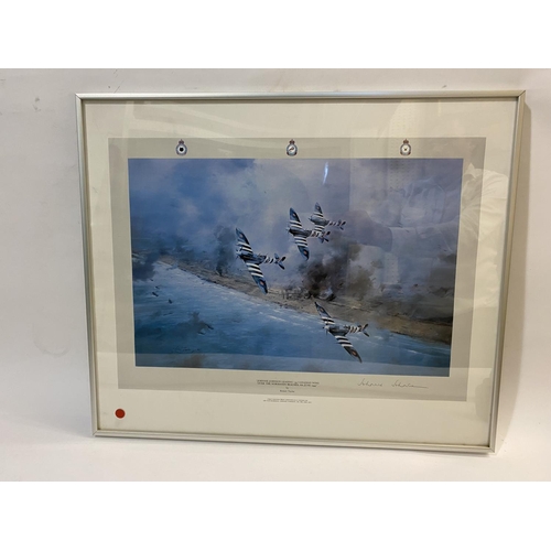 838 - FIVE AVIATION PRINTS SIGNED BY DOUGLAS BADER, JOHNNIE JOHNSON AND OTHERS. A collection of five signe... 