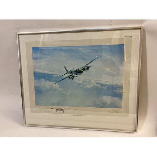 838 - FIVE AVIATION PRINTS SIGNED BY DOUGLAS BADER, JOHNNIE JOHNSON AND OTHERS. A collection of five signe... 