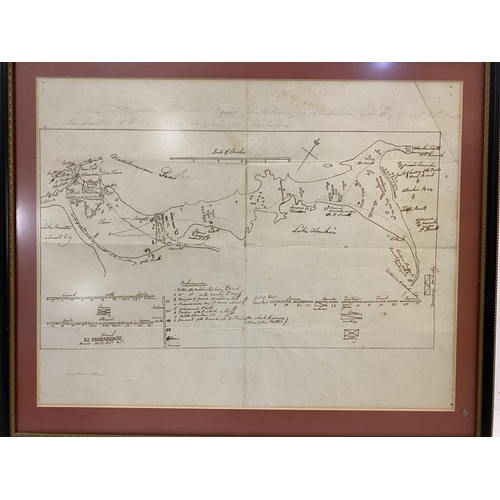 866 - AN INTERESTING SKETCH OF BRITISH TROOPS IN EGYPT 1801. A pen and ink drawing of troop positions, a t... 