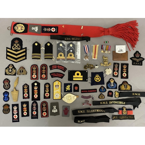 880 - NAVAL BADGES AND UNIFORM MARKINGS. A collection of British Royal Navy and similar uniform rank and s... 