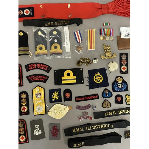 880 - NAVAL BADGES AND UNIFORM MARKINGS. A collection of British Royal Navy and similar uniform rank and s... 