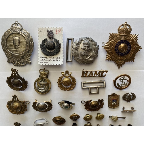 881 - A ROYAL NAVY MINE CLEARANCE SERVICE BADGE AND OTHERS. A Mine Clearance Service arm badge, belt buckl... 