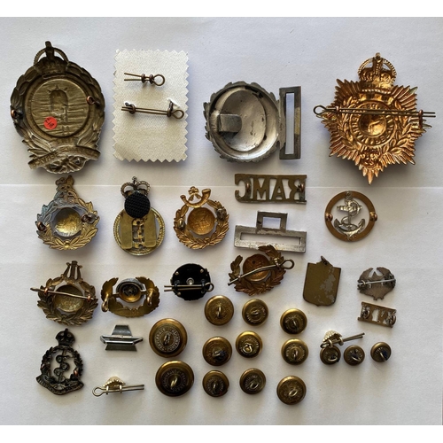 881 - A ROYAL NAVY MINE CLEARANCE SERVICE BADGE AND OTHERS. A Mine Clearance Service arm badge, belt buckl... 